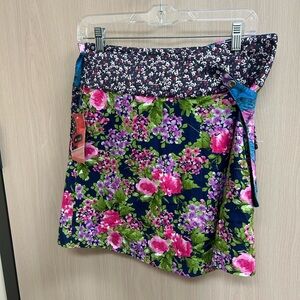 Floral Mini Skirt with Pink and Green Accents